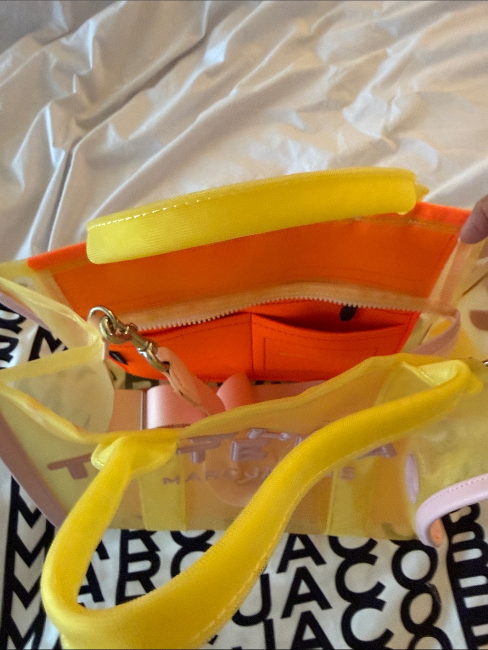 Marc Jacobs Yellow Transparent Tote with Pink Strap - Picture 3 of 4